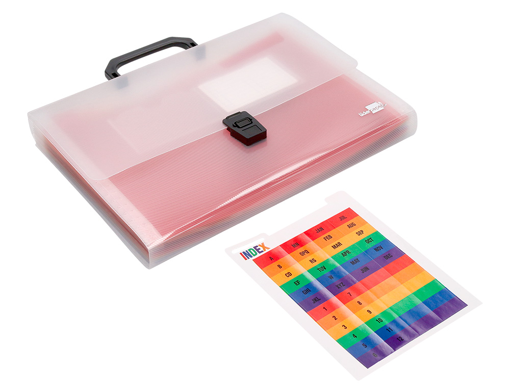 TRIEUR LIDERPAPEL SÉRIE SPECTRAFILE POLYPROPYLÈNE A4 210X297MM 1200 MICRONS 26 COMPARTIMENTS COLORIS FROSTY TRANSPARENT