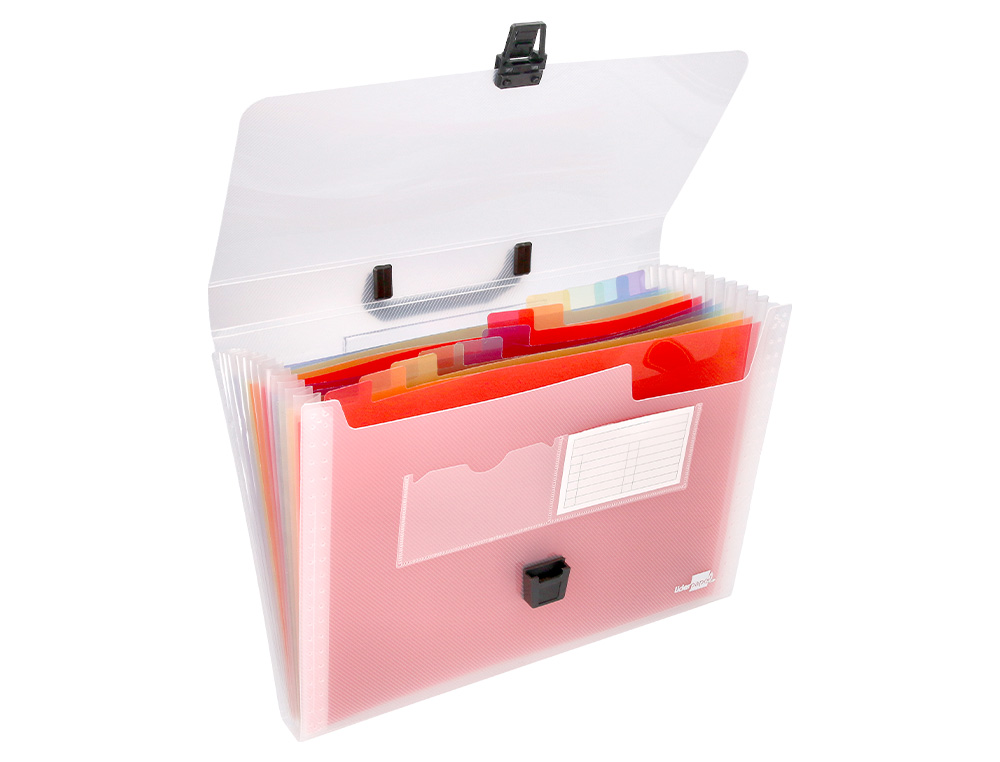 TRIEUR LIDERPAPEL SÉRIE SPECTRAFILE POLYPROPYLÈNE A4 210X297MM 1200 MICRONS 26 COMPARTIMENTS COLORIS FROSTY TRANSPARENT