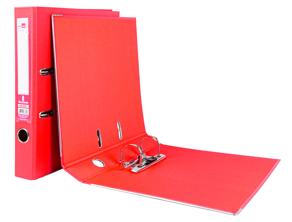 CLASSEUR LEVIER LIDERPAPEL A4 DOCUMENTA CARTON REMBORD 1,9MM DOS 52MM RADO MTALLIQUE COLORIS ROUGE