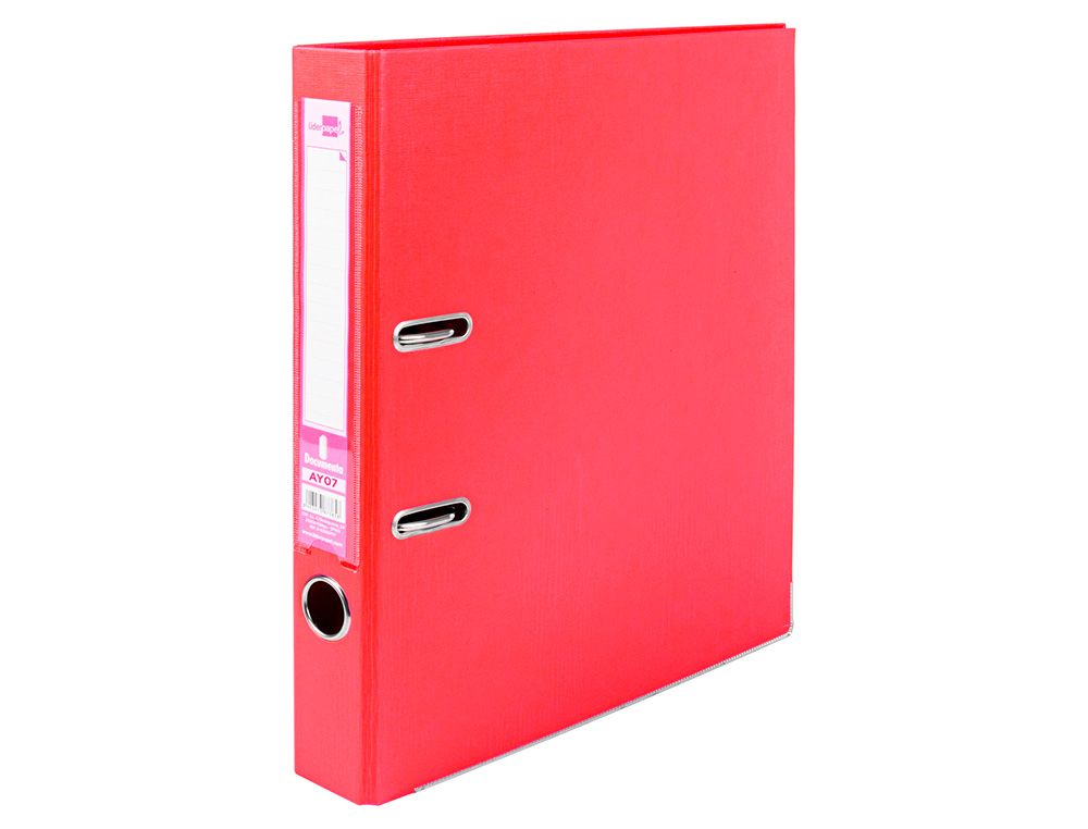 CLASSEUR LEVIER LIDERPAPEL A4 DOCUMENTA CARTON REMBORD 1,9MM DOS 52MM RADO MTALLIQUE COLORIS ROUGE