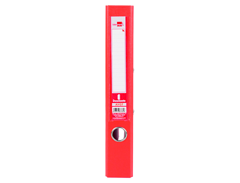 CLASSEUR LEVIER LIDERPAPEL A4 DOCUMENTA CARTON REMBORD 1,9MM DOS 52MM RADO MTALLIQUE COLORIS ROUGE