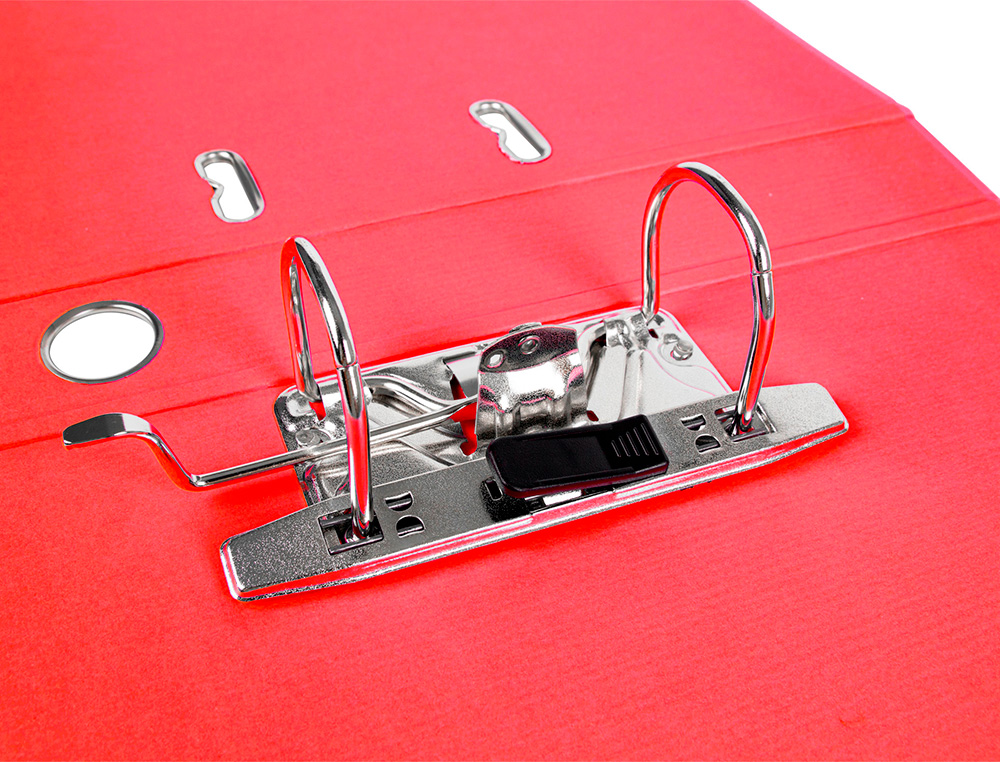 CLASSEUR LEVIER LIDERPAPEL A4 DOCUMENTA CARTON REMBORD 1,9MM DOS 52MM RADO MTALLIQUE COLORIS ROUGE