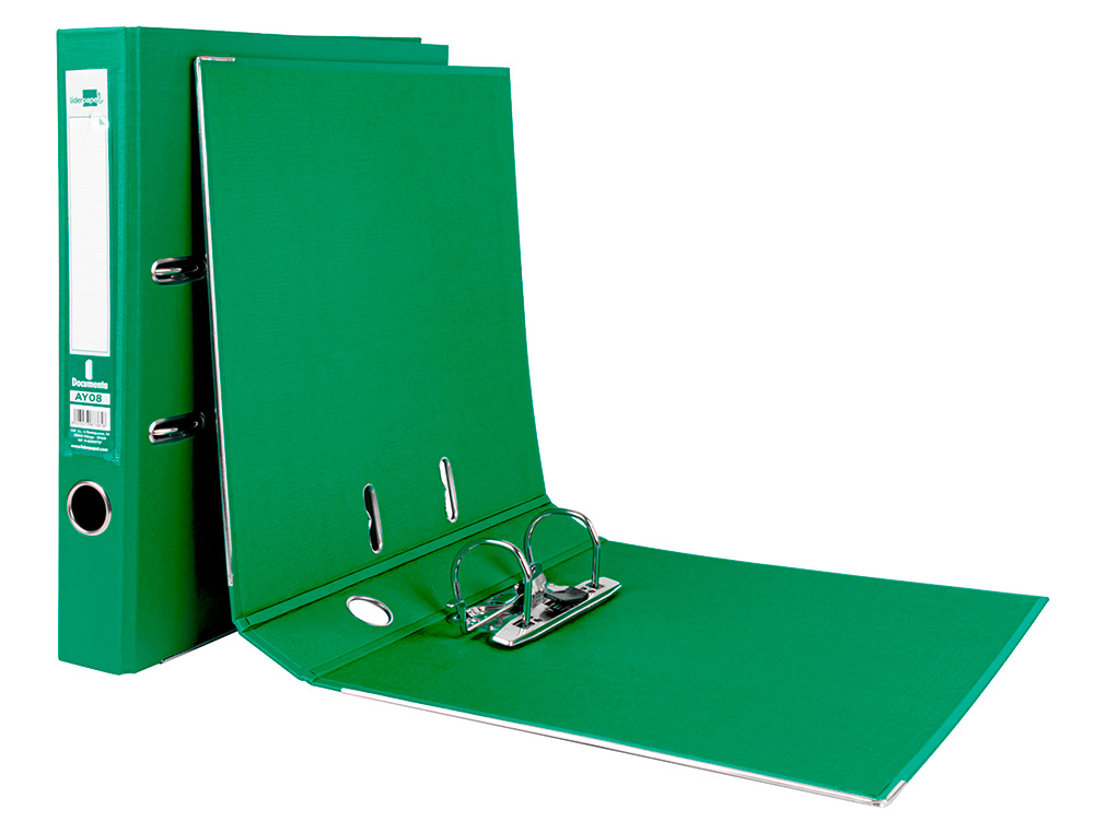 CLASSEUR LEVIER LIDERPAPEL A4 DOCUMENTA CARTON REMBORDÉ 1,9MM DOS 52MM RADO MÉTALLIQUE COLORIS VERT