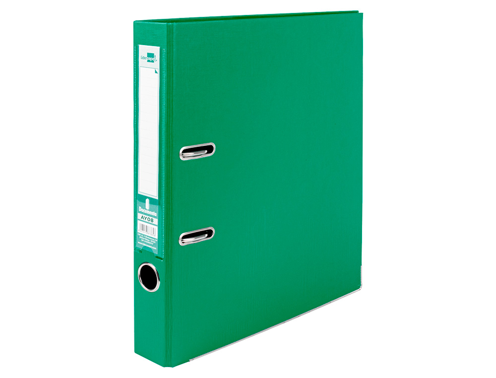 CLASSEUR LEVIER LIDERPAPEL A4 DOCUMENTA CARTON REMBORDÉ 1,9MM DOS 52MM RADO MÉTALLIQUE COLORIS VERT