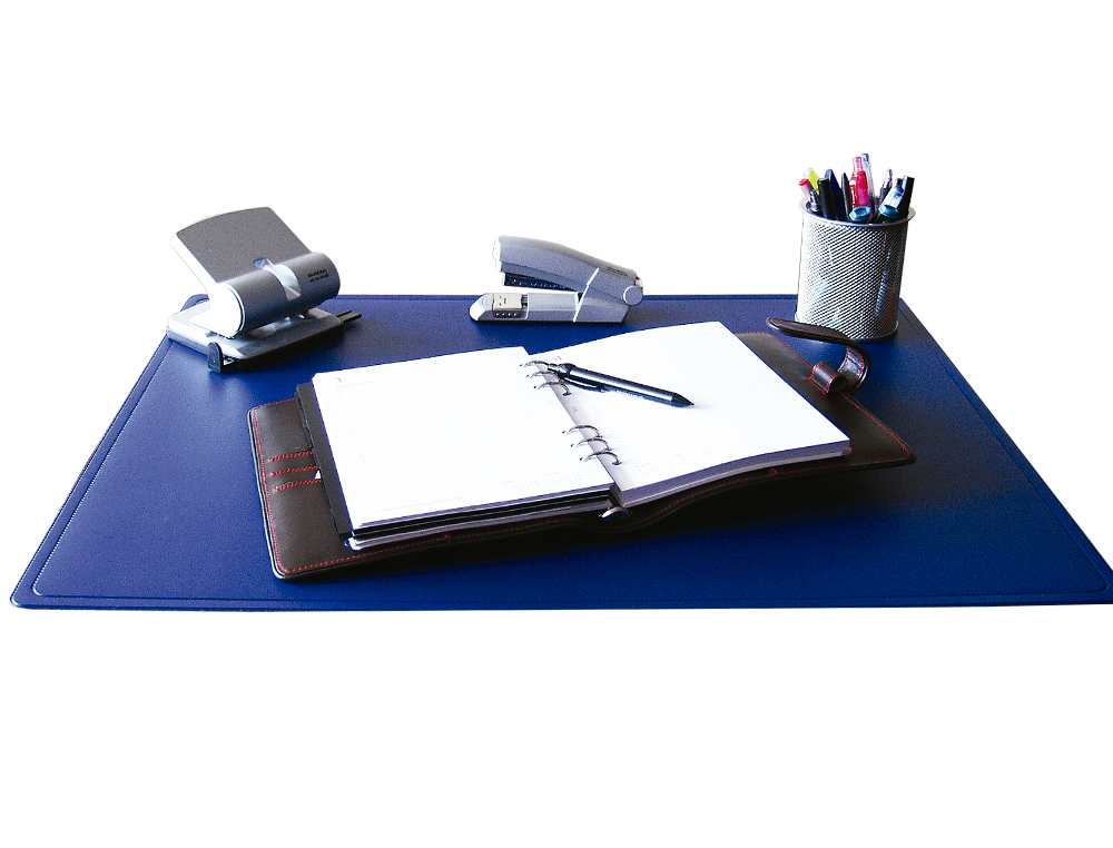 SOUS-MAIN Q-CONNECT SIMPLE  COINS ARRONDIS DESSOUS MOUSSE ANTIDRAPANT BORD SOUD 50X63CM POLYPROPYLENE COLORIS BLEU