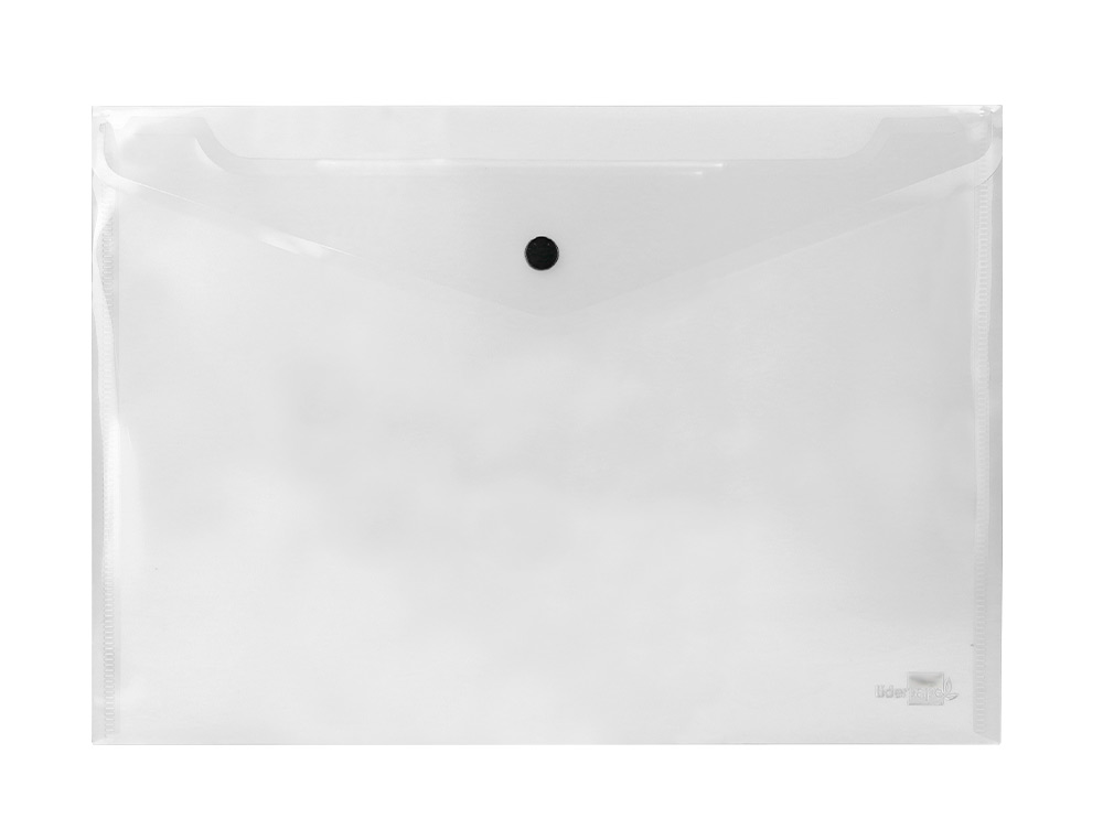POCHETTE ENVELOPPE LIDERPAPEL POLYPROPYLNE 180 MICRONS A3 420X297MM 50F FERMETURE BOUTON RSISTANT TRANSPARENT
