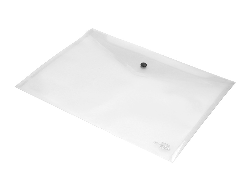 POCHETTE ENVELOPPE LIDERPAPEL POLYPROPYLNE 180 MICRONS A3 420X297MM 50F FERMETURE BOUTON RSISTANT TRANSPARENT