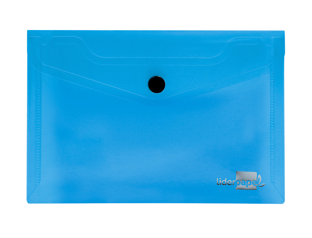 POCHETTE ENVELOPPE LIDERPAPEL POLYPROPYLNE 180 MICRONS A7 105X74MM 50F FERMETURE BOUTON RSISTANT TRANSPARENT BLEU