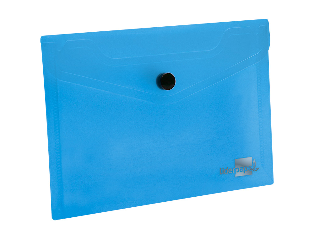 POCHETTE ENVELOPPE LIDERPAPEL POLYPROPYLNE 180 MICRONS A7 105X74MM 50F FERMETURE BOUTON RSISTANT TRANSPARENT BLEU