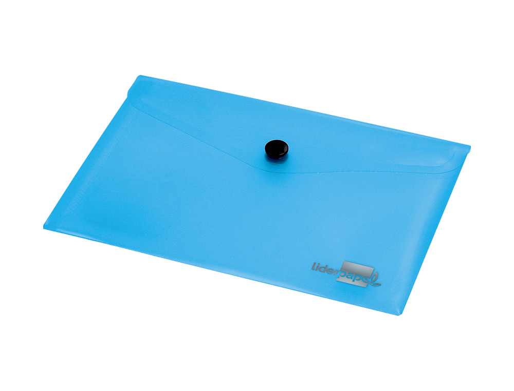 POCHETTE ENVELOPPE LIDERPAPEL POLYPROPYLNE 180 MICRONS A7 105X74MM 50F FERMETURE BOUTON RSISTANT TRANSPARENT BLEU