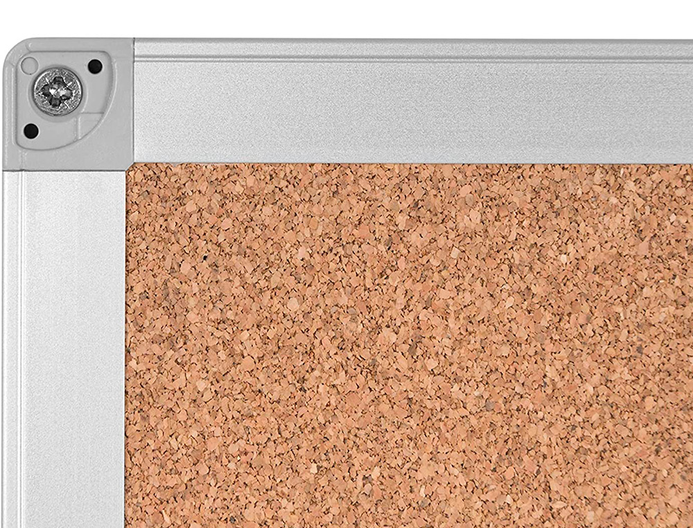 TABLEAU LIGE Q-CONNECT MURAL CADRE ALUMINIUM ARGENT MAT COINS PLASTIQUES FIXATION MUR PAISSEUR 5MM 200X100CM