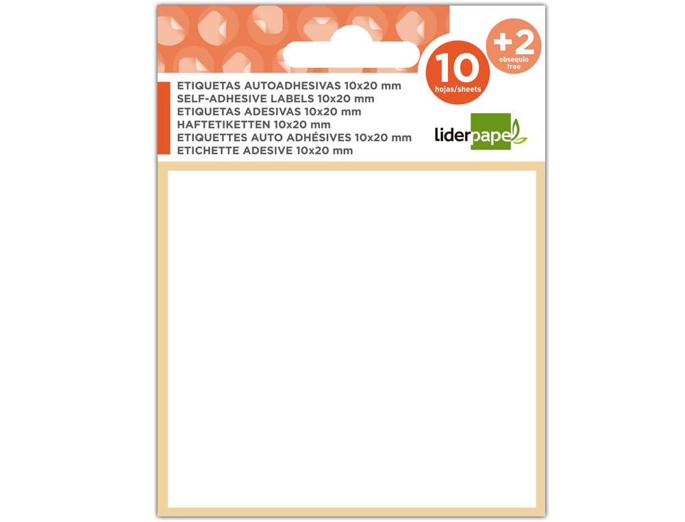 TIQUETTE ADHSIVE LIDERPAPEL 19X50MM COLORIS BLANC CRITURE MANUELLE POCHETTE 10 FEUILLES + 2 GRATUITES 960 UNITS