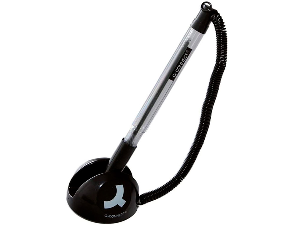 STYLO-BILLE Q-CONNECT SUR SOCLE SUPPORT ADHSIF CHANE PLASTIQUE TRAIT 0.7MM ENCRE BLEUE