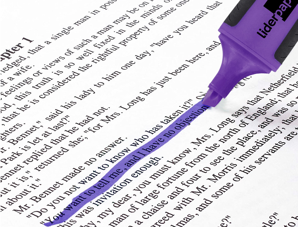SURLIGNEUR LIDERPAPEL FLUORESCENT MINI TRAC 1/4MM POINTE BISEAUTE GRIP CAOUTCHOUC COLORIS VIOLET