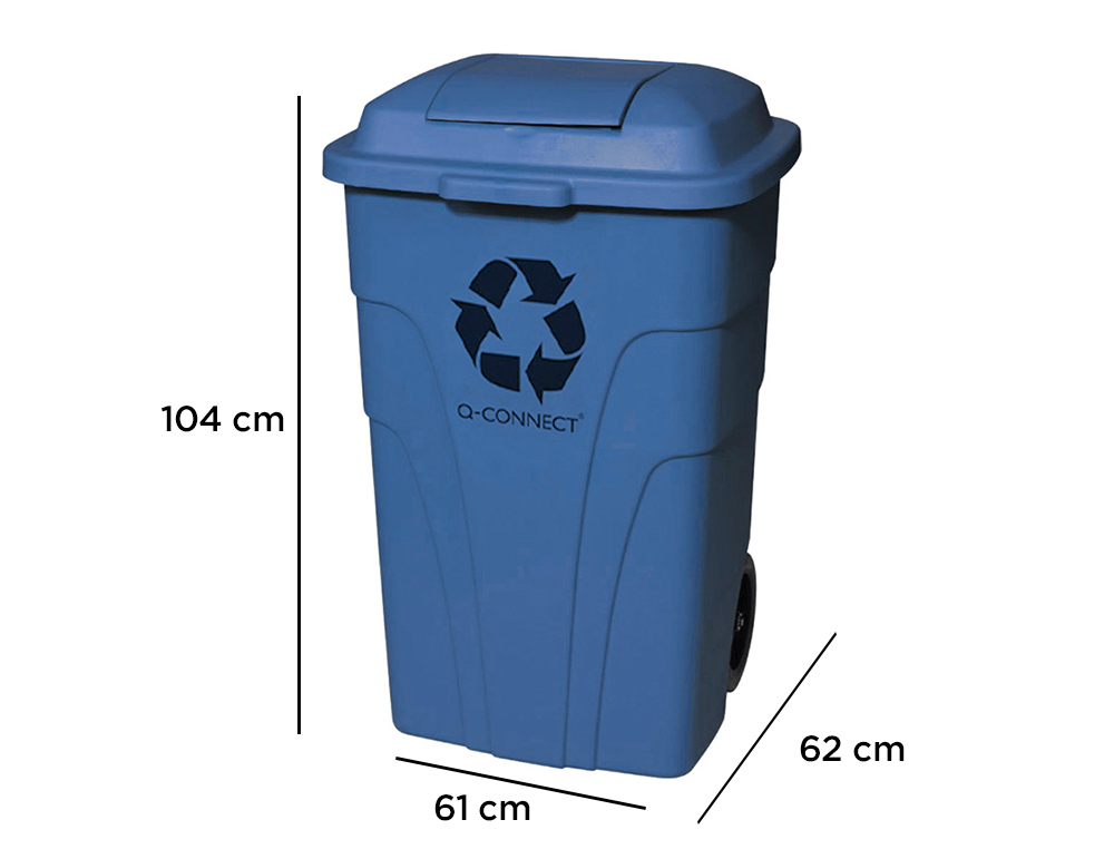 POUBELLE Q-CONNECT CONTENEUR POLYSTYRNE COUVERCLE 240L 620X610X1040MM 2 ROUES COLORIS BLEU