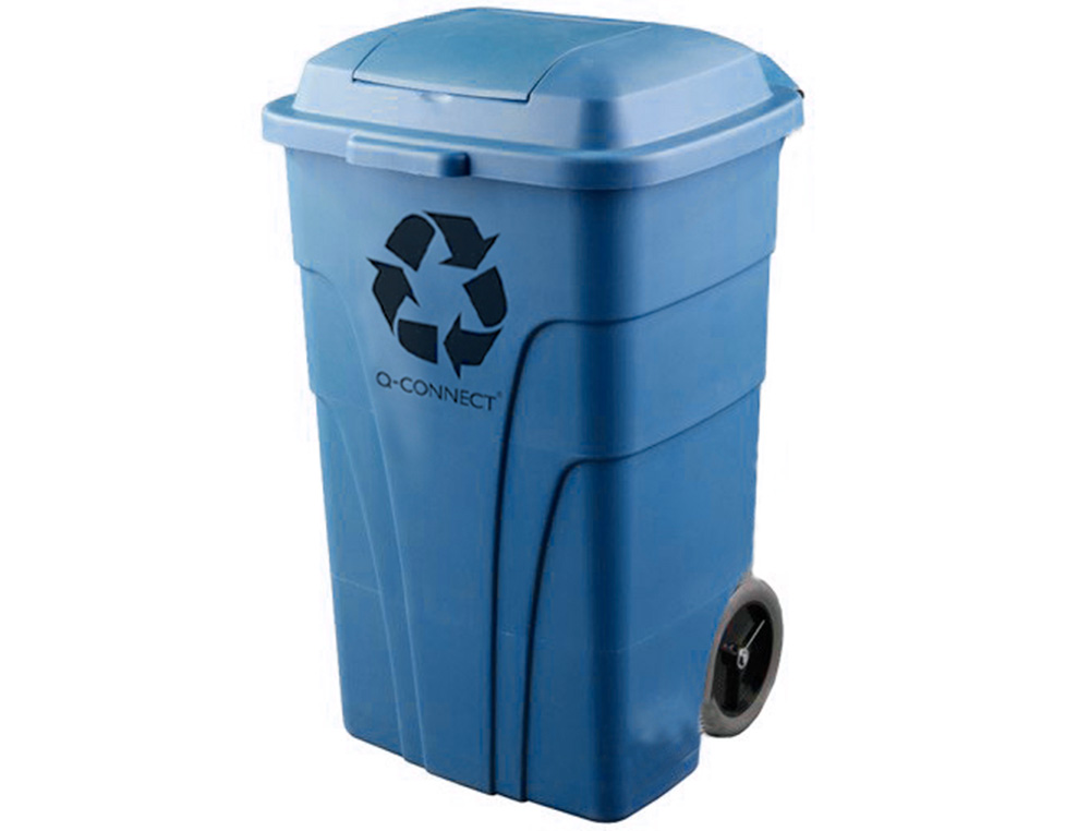 POUBELLE Q-CONNECT CONTENEUR POLYSTYRNE COUVERCLE 240L 620X610X1040MM 2 ROUES COLORIS BLEU
