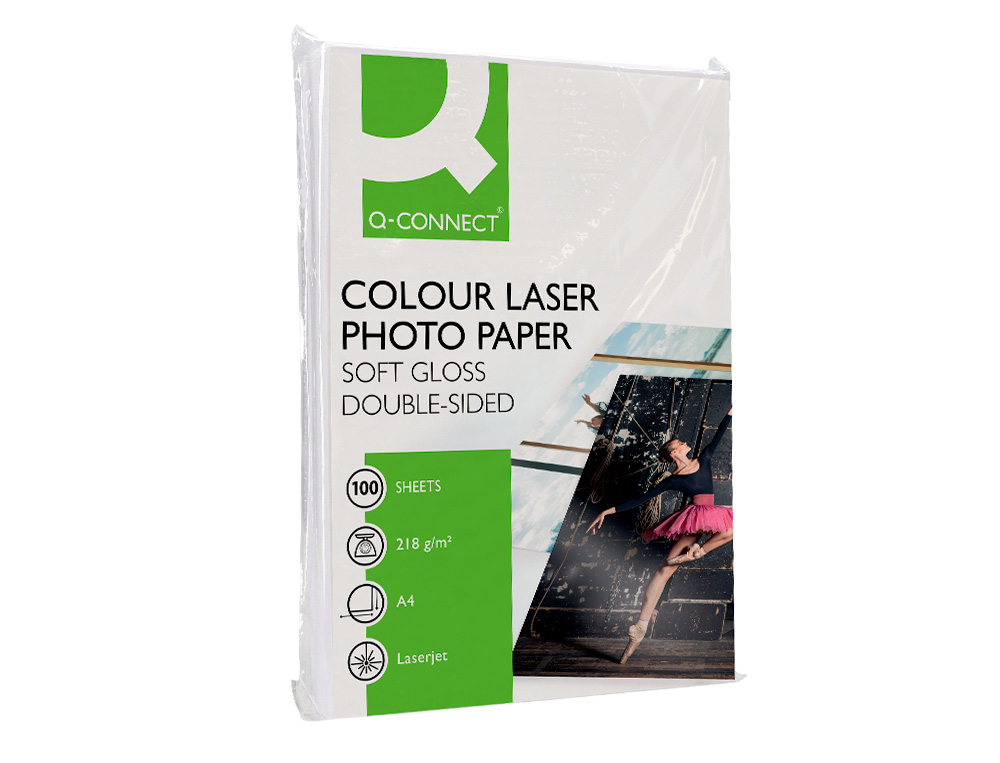 PAPIER PHOTO Q-CONNECT LASER SEMI GLAC BRILLANT A4 218G/M2 COMPATIBLE TOUTES IMPRIMANTES PAQUET 100 FEUILLES