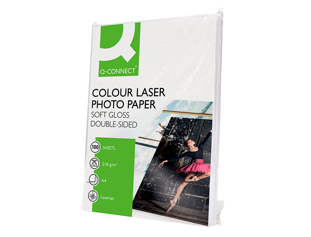 PAPIER PHOTO Q-CONNECT LASER SEMI GLAC BRILLANT A4 218G/M2 COMPATIBLE TOUTES IMPRIMANTES PAQUET 100 FEUILLES