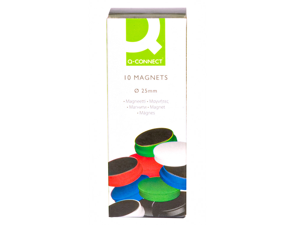 AIMANT Q-CONNECT DIAMTRE 25MM AFFICHAGE SIGNALISATION TOUTES SURFACES MTALLIQUES COLORIS ASSORTIS BOTE 10 UNITS