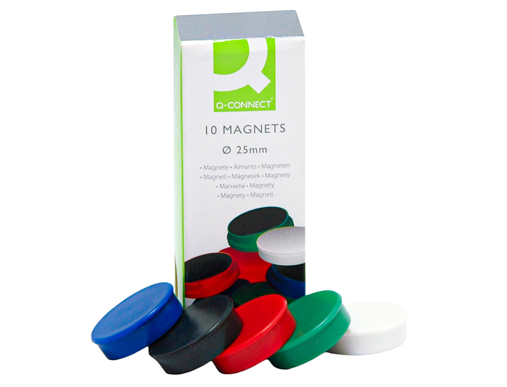 AIMANT Q-CONNECT DIAMTRE 25MM AFFICHAGE SIGNALISATION TOUTES SURFACES MTALLIQUES COLORIS ASSORTIS BOTE 10 UNITS