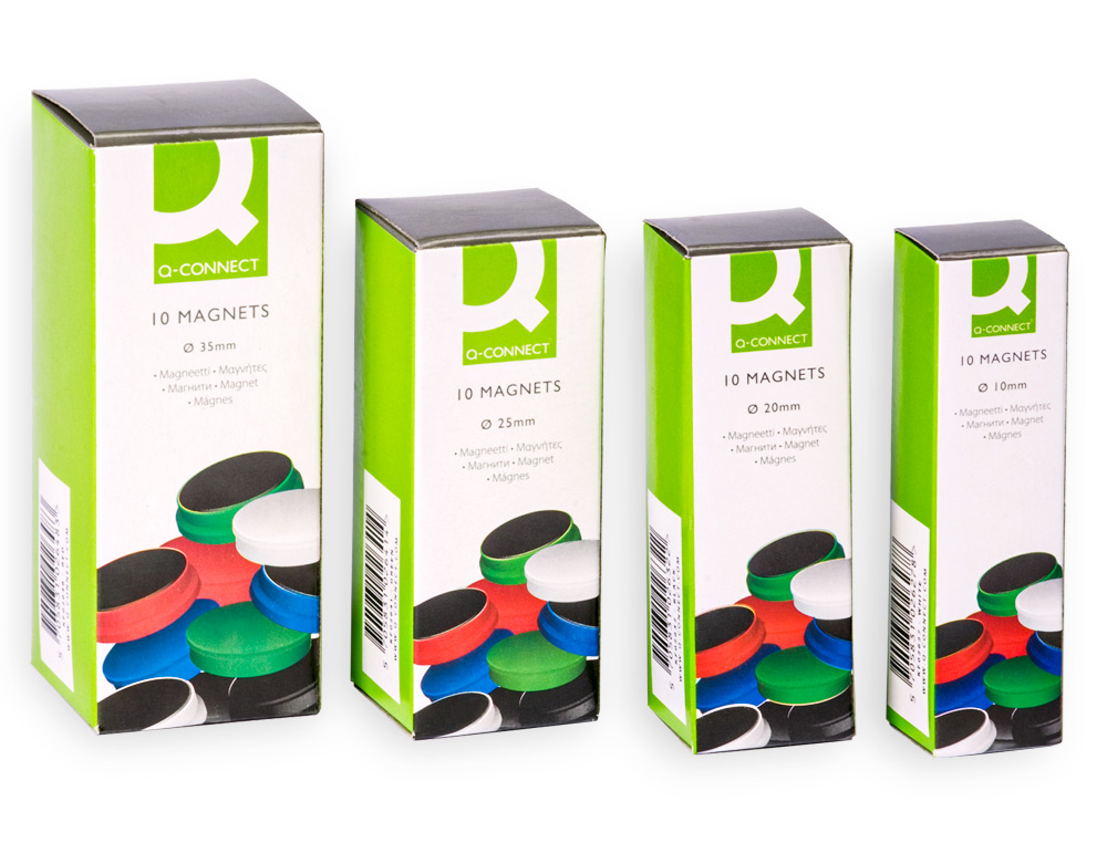 AIMANT Q-CONNECT DIAMTRE 25MM AFFICHAGE SIGNALISATION TOUTES SURFACES MTALLIQUES COLORIS ASSORTIS BOTE 10 UNITS