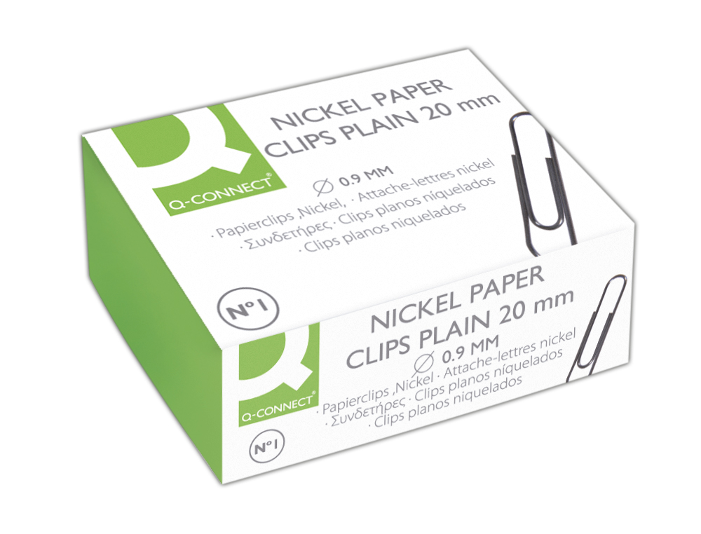 TROMBONE Q-CONNECT NICKEL BOUT ROND 20MM BOTE CARTON 100 UNITS