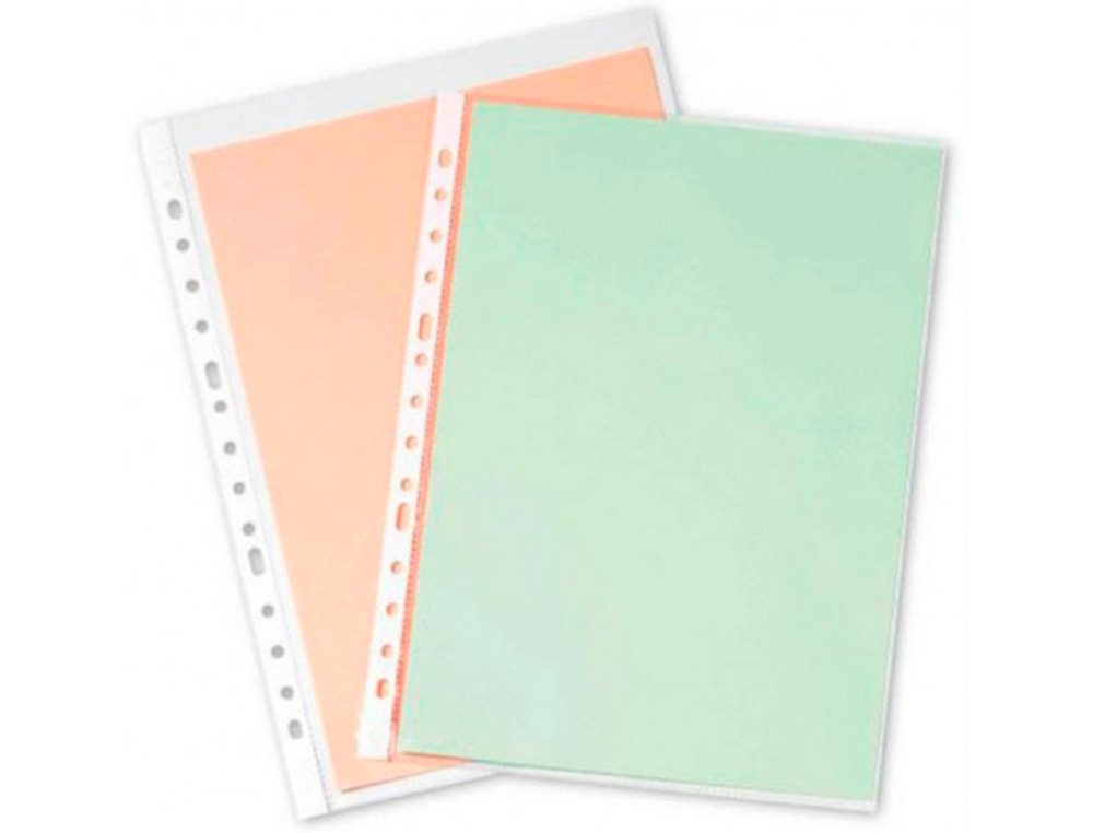 POCHETTE Q-CONNECT POLYPROPYLÈNE GRAINÉ 8/100E PERFORÉE ANTISTATIQUE A4 210X297MM BTE DE 100