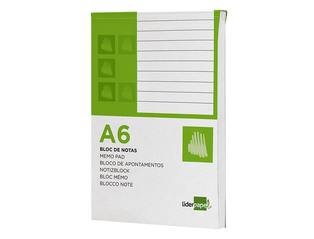 BLOC NOTES LIDERPAPEL PERFOR LIGN A6 148X105MM PAYSAGE COUVERTURE CARTON IMPRIM 250G/M2 80F 60G/M2