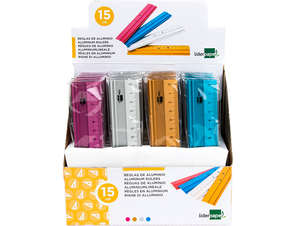 RGLE LIDERPAPEL 15CM GAMME ALUMINIUM COLORIS ASSORTIS