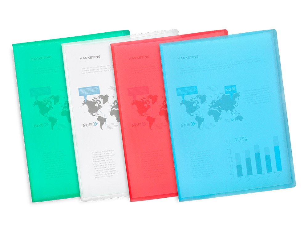 PROTGE-DOCUMENTS LIDERPAPEL POLYPROPYLNE COUVERTURE FLEXIBLE 20 POCHETTES FIXES COLORIS BLEU TRANSLUCIDE