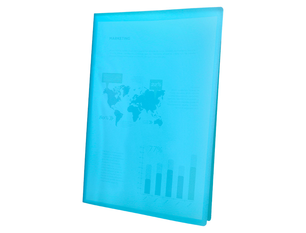 PROTGE-DOCUMENTS LIDERPAPEL POLYPROPYLNE COUVERTURE FLEXIBLE 20 POCHETTES FIXES COLORIS BLEU TRANSLUCIDE