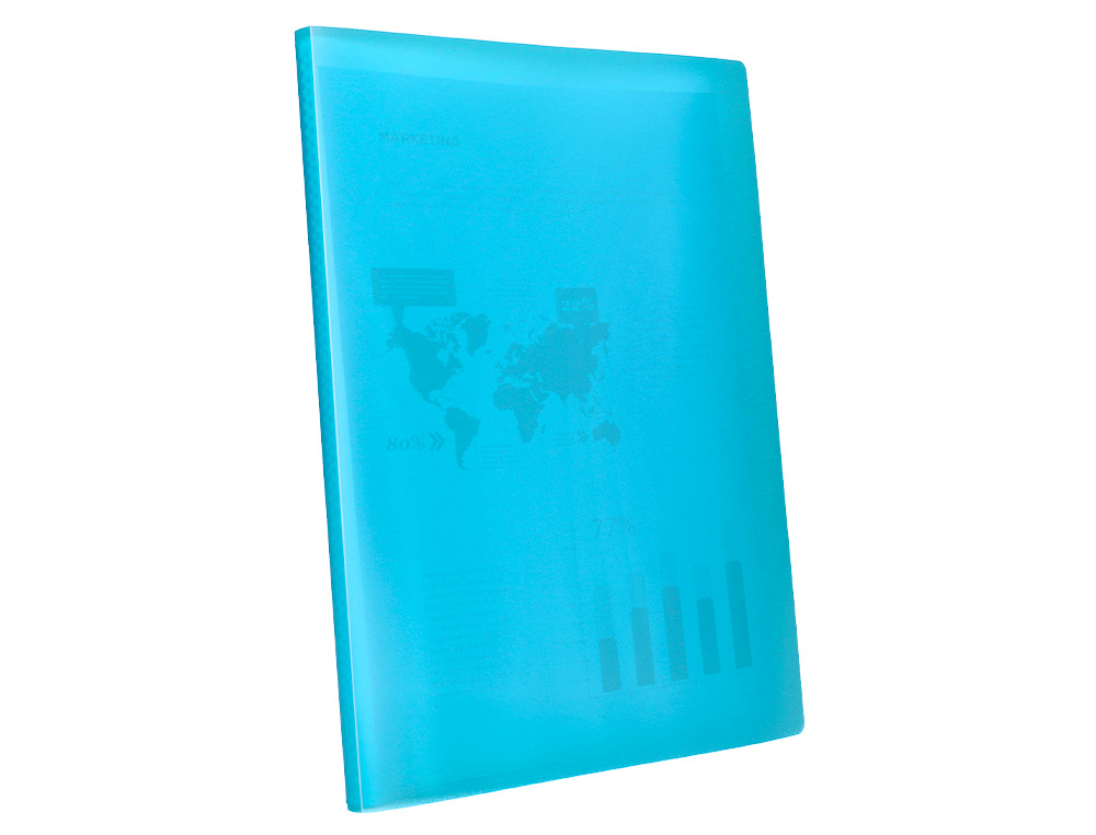 PROTGE-DOCUMENTS LIDERPAPEL POLYPROPYLNE COUVERTURE FLEXIBLE 20 POCHETTES FIXES COLORIS BLEU TRANSLUCIDE