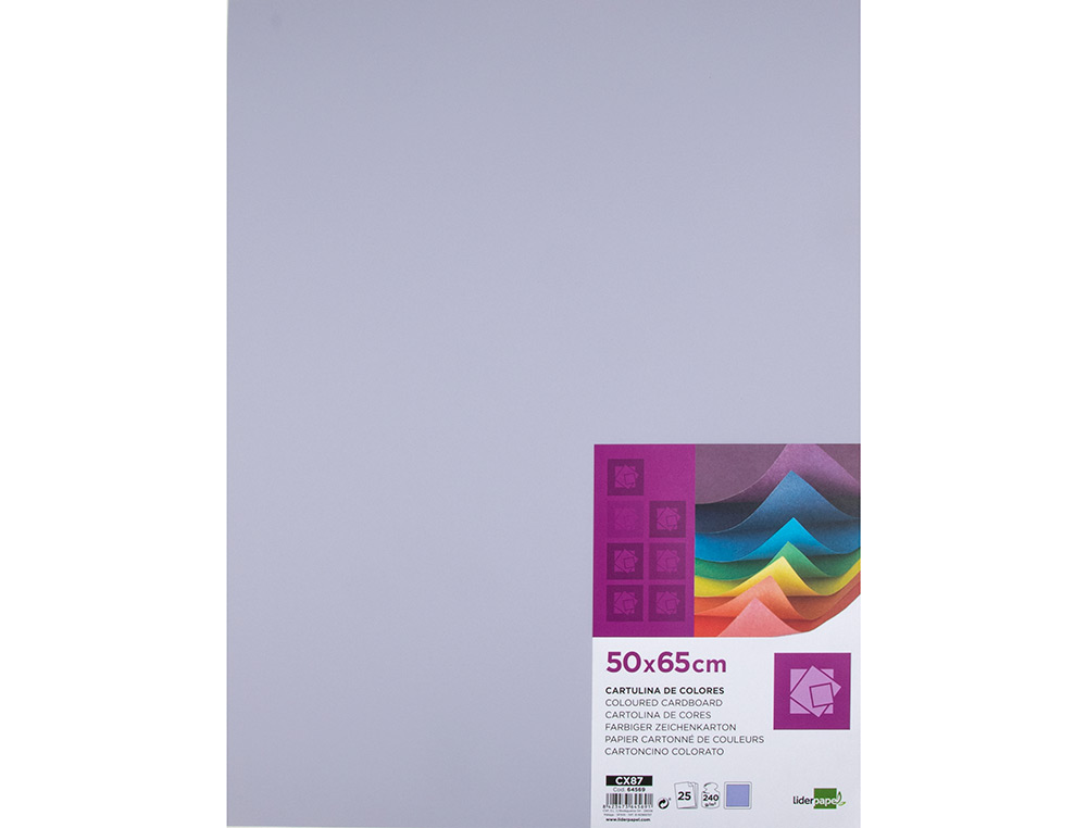 PAPIER CARTONNE LIDERPAPEL 50X65CM 240GR COLORIS LILAS   PAQUET 25 FEUILLES