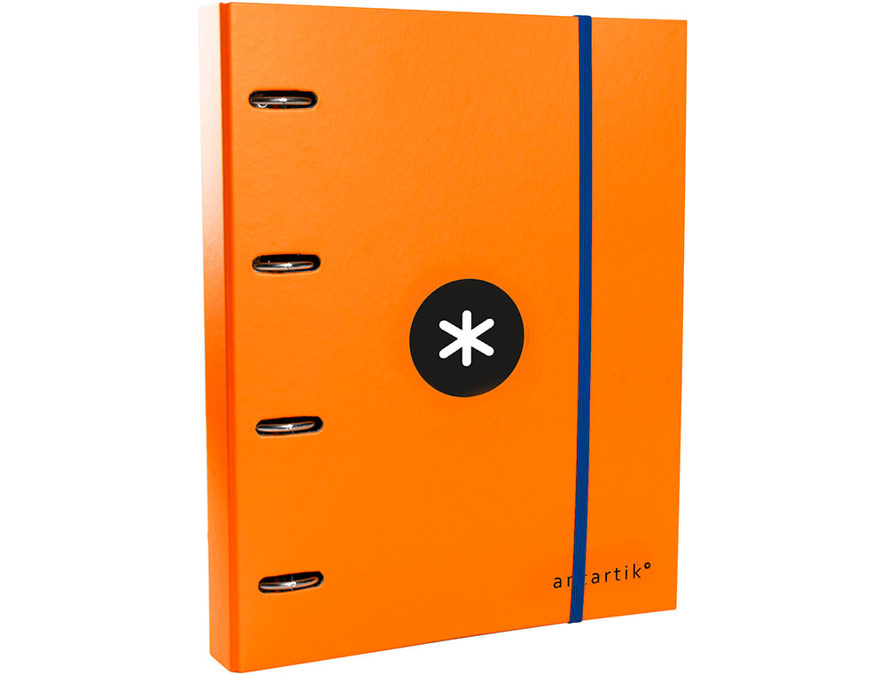 CLASSEUR ANTARTIK 4 ANNEAUX RONDS 40MM A4 CARTON REMBORDE FEUILLETS MOBILES QUADRILLAGE 5MM COLORIS ORANGE