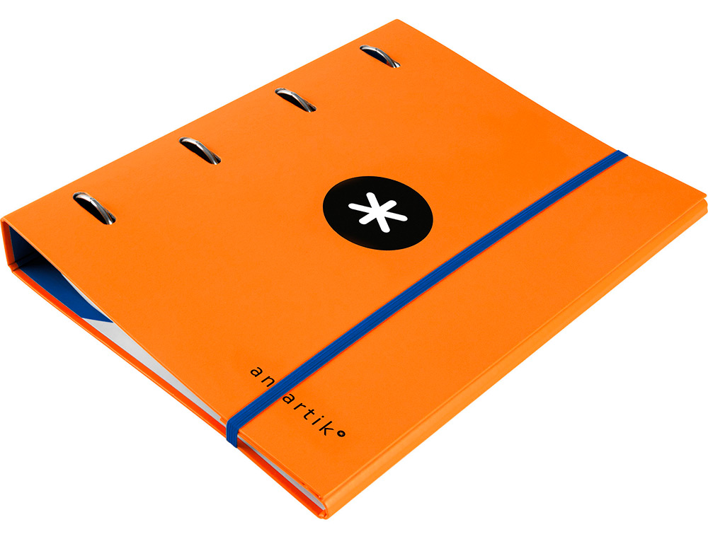 CLASSEUR ANTARTIK 4 ANNEAUX RONDS 40MM A4 CARTON REMBORDE FEUILLETS MOBILES QUADRILLAGE 5MM COLORIS ORANGE