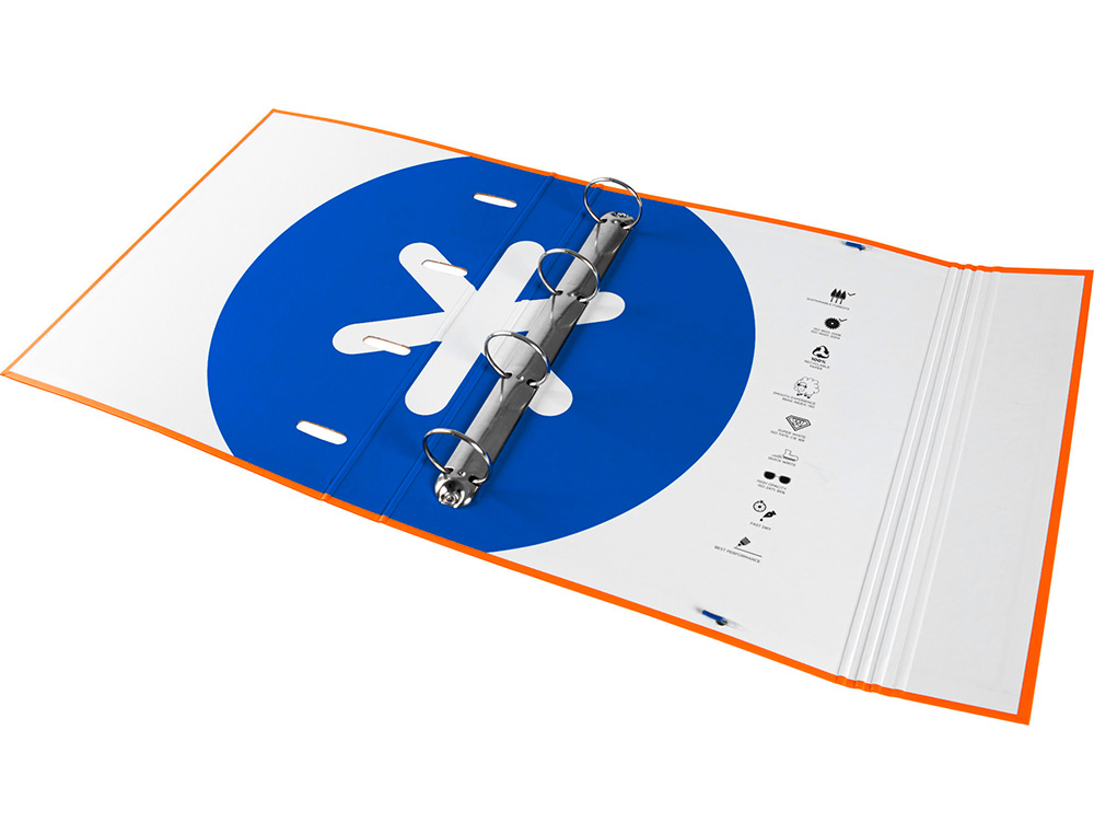 CLASSEUR ANTARTIK 4 ANNEAUX RONDS 40MM A4 CARTON REMBORDE FEUILLETS MOBILES QUADRILLAGE 5MM COLORIS ORANGE