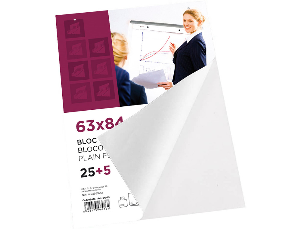 BLOC CONFRENCE LIDERPAPEL 63X84CM PAPIER UNI 80G/M2 CONVENTIONS RUNIONS 25F + 5F GRATUITES