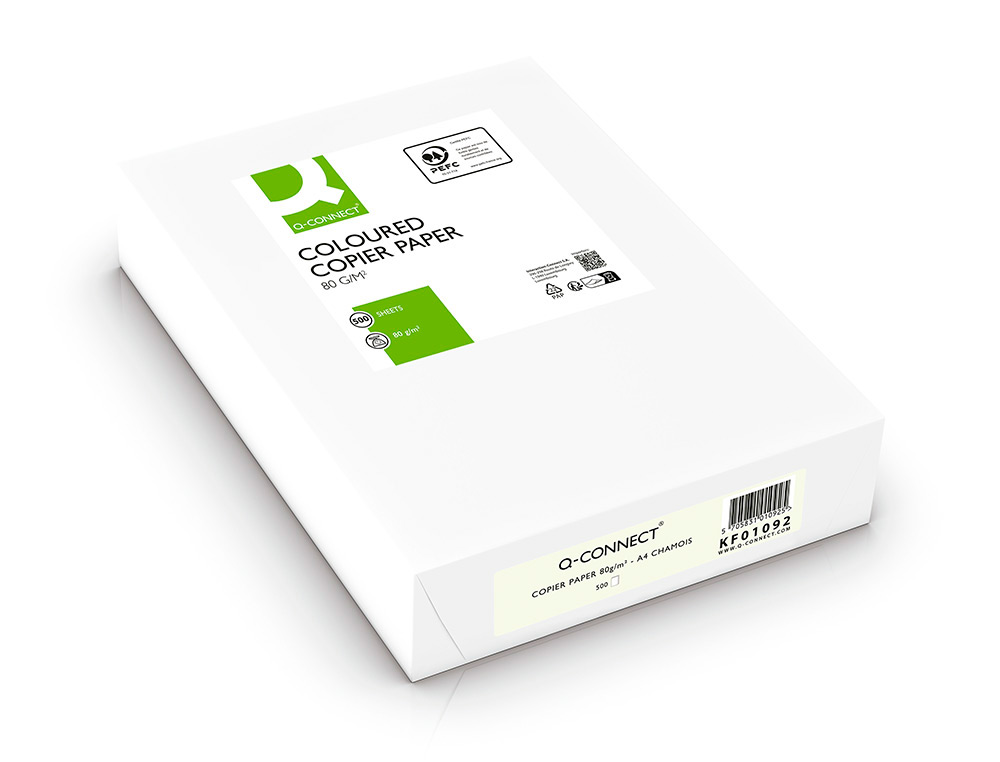 PAPIER COULEUR Q-CONNECT MULTIFONCTION A4 80G/M2 UNICOLORE CHAMPAGNE RAMETTE 500 FEUILLES