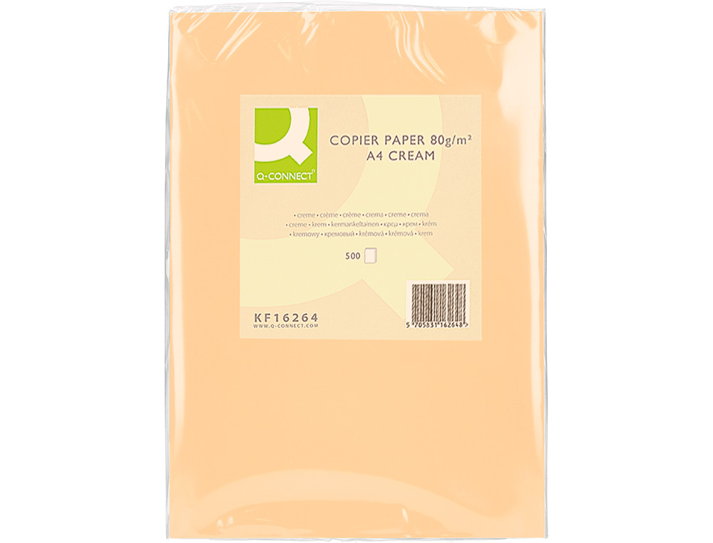PAPIER COULEUR Q-CONNECT MULTIFONCTION A4 80G/M2 UNICOLORE CRÈME RAMETTE 500 FEUILLES