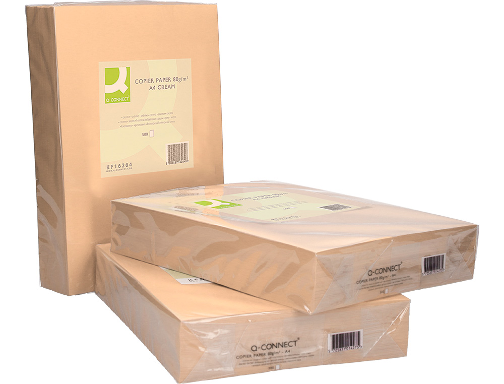 PAPIER COULEUR Q-CONNECT MULTIFONCTION A4 80G/M2 UNICOLORE CRÈME RAMETTE 500 FEUILLES