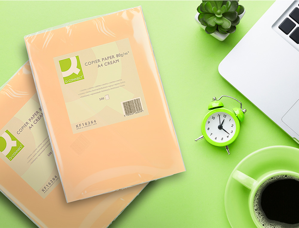 PAPIER COULEUR Q-CONNECT MULTIFONCTION A4 80G/M2 UNICOLORE CRÈME RAMETTE 500 FEUILLES