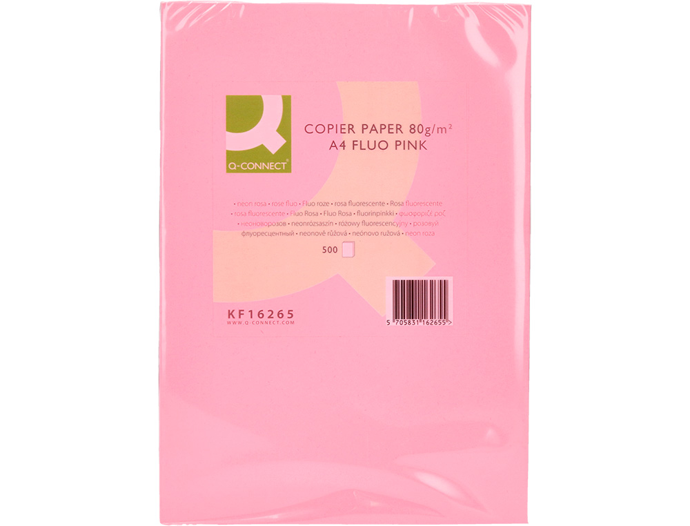 PAPIER COULEUR Q-CONNECT MULTIFONCTION A4 80G/M2 UNICOLORE ROSE NON RAMETTE 500 FEUILLES