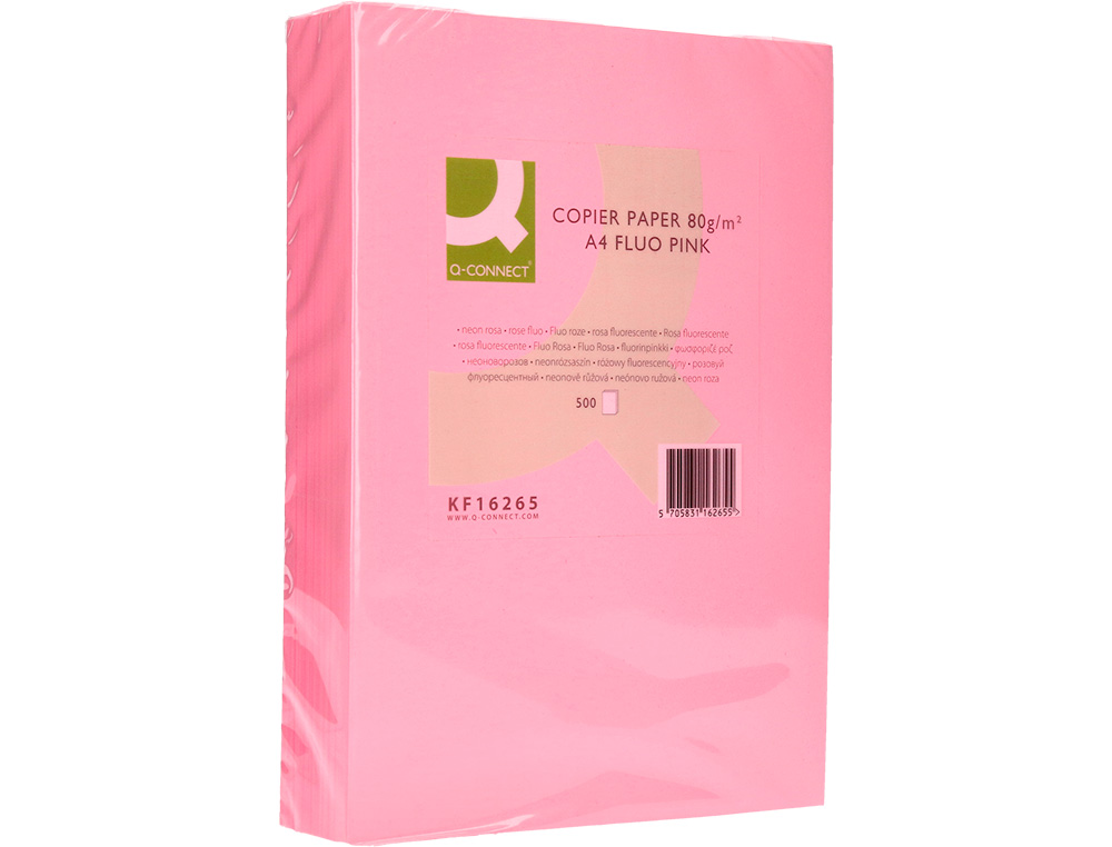 PAPIER COULEUR Q-CONNECT MULTIFONCTION A4 80G/M2 UNICOLORE ROSE NON RAMETTE 500 FEUILLES