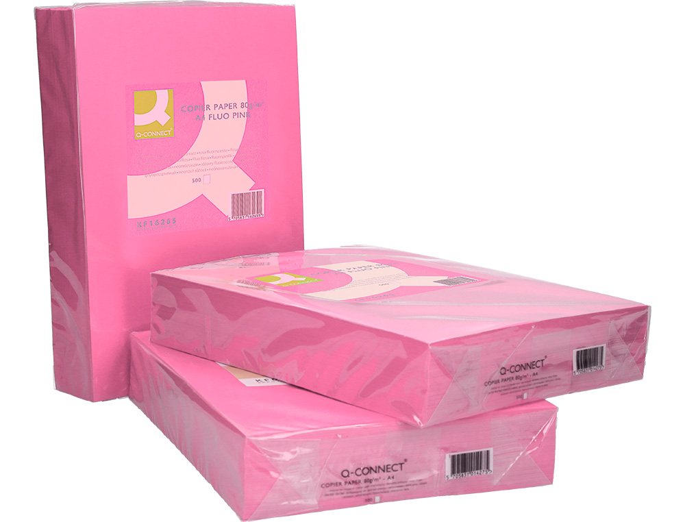 PAPIER COULEUR Q-CONNECT MULTIFONCTION A4 80G/M2 UNICOLORE ROSE NON RAMETTE 500 FEUILLES