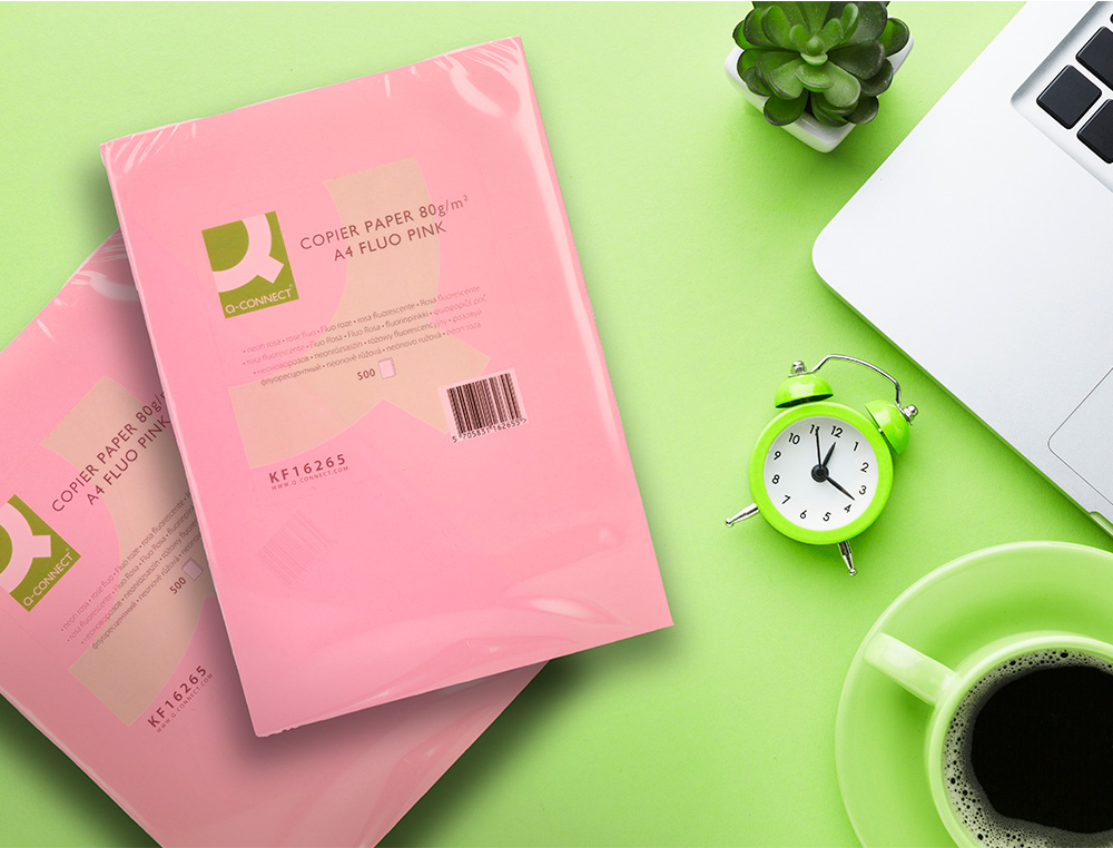 PAPIER COULEUR Q-CONNECT MULTIFONCTION A4 80G/M2 UNICOLORE ROSE NON RAMETTE 500 FEUILLES