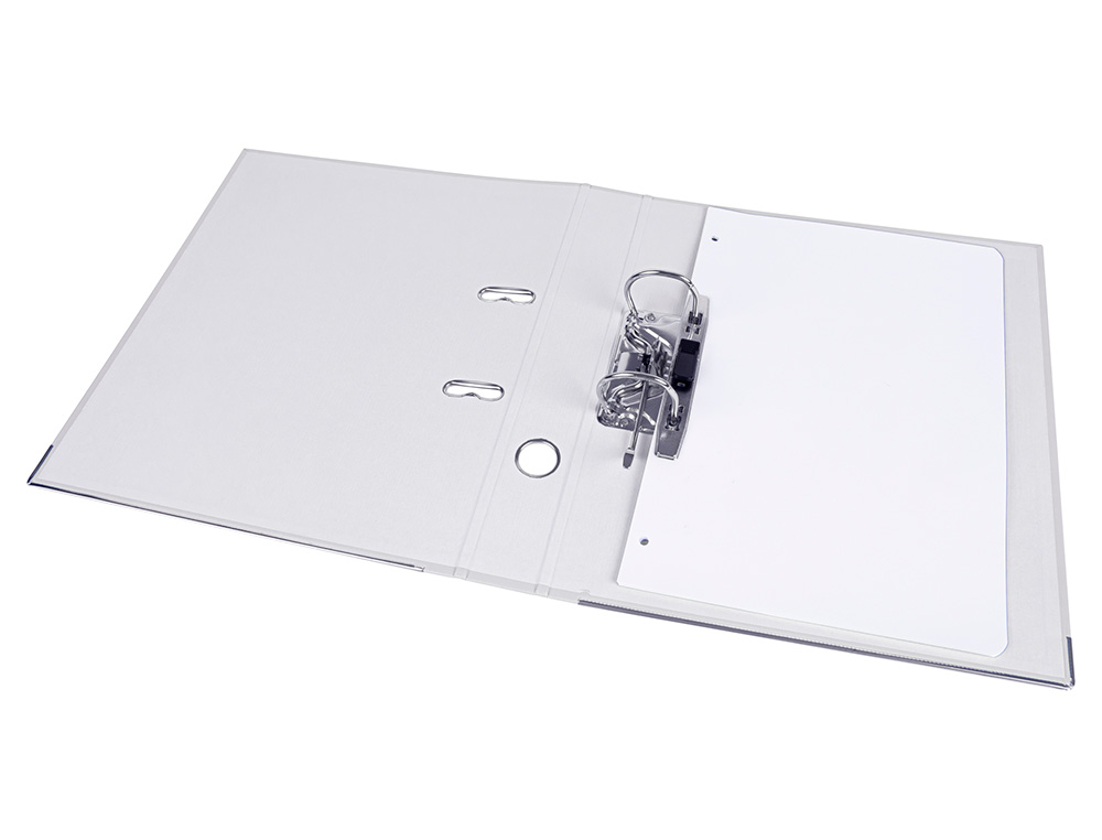 CLASSEUR LEVIER LIDERPAPEL A4 DOCUMENTA CARTON REMBORD 1,9MM DOS 52MM RADO MTALLIQUE COLORIS BLANC