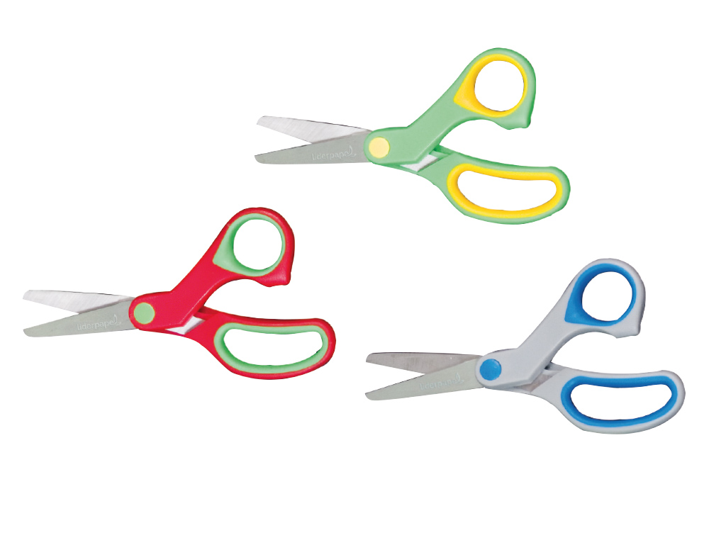 CISEAUX LIDERPAPEL ASYMÉTRIQUE POINTE ARRONDIE ANTI-COUPE MANCHE ERGONOMIQUE 135MM