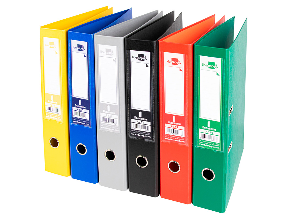 CLASSEUR LEVIER LIDERPAPEL DOCUMENTA A4+ CARTON REMBORDE DOS 75MM RADO METALLIQUE      COLORIS ASSORTIS CLASIC