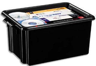 Bac de rangement superposable avec poigne. Capacit : 48,5 litres.