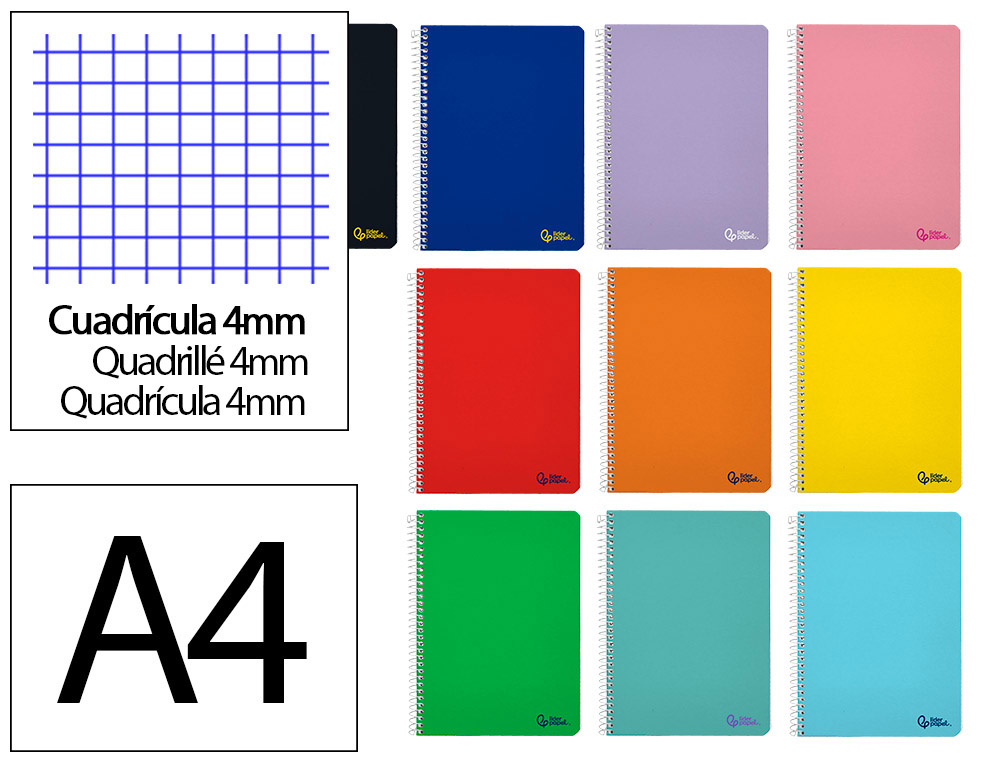 CAHIER SPIRALE LIDERPAPEL SERIE SMART COUVERTURE        CARTONNEE A4 21X29,7CM 80F    60G/M2 5X5MM COIL-LOCK